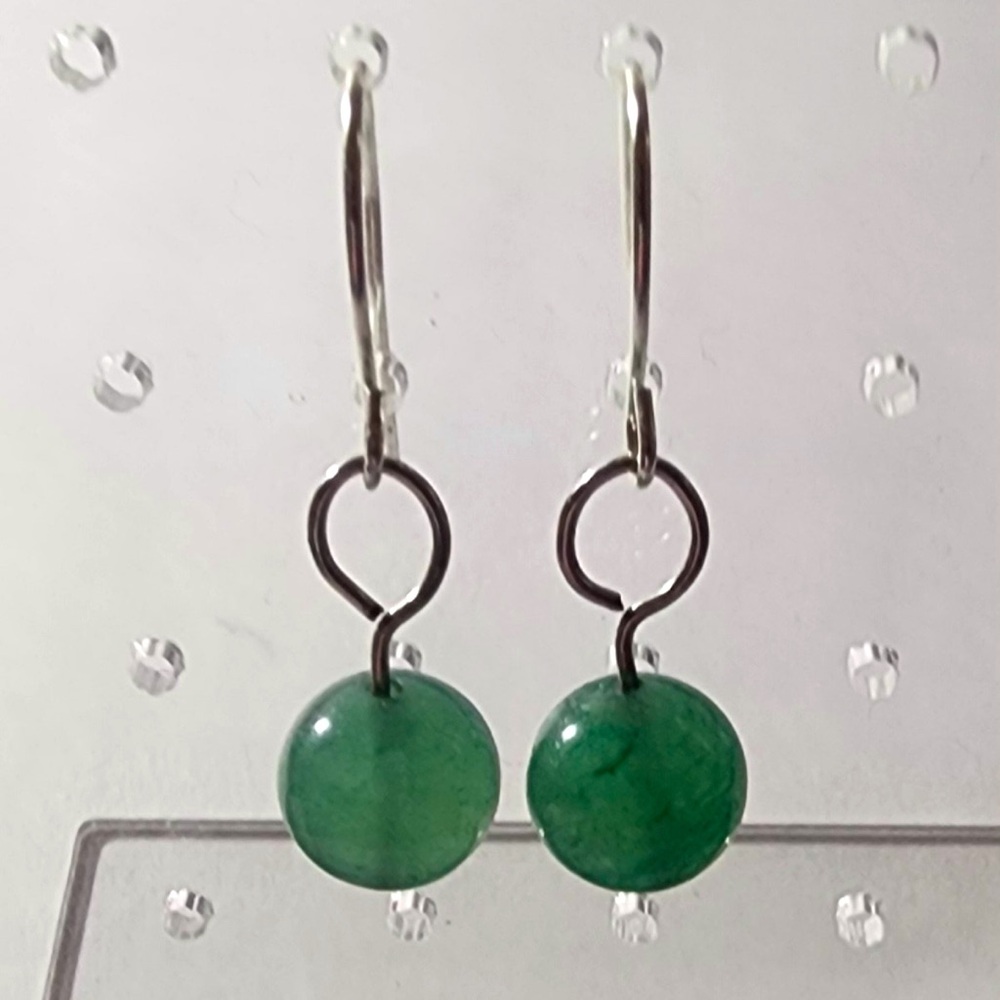 Green Aventurine and Silver Earrings
